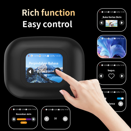 Rechargeable Open-Ear Translator Earbuds with Clear Audio & Type-C Charging Black