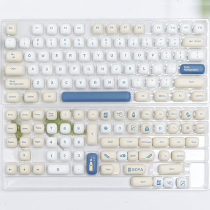Soy Milk Themed PBT Keycaps Set – 128 Keys, MOG Profile, Dye-Sub Legends