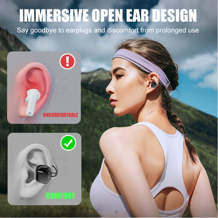 Lightweight Clip-On Wireless Earbuds with Touch Controls and ENC Audio Black