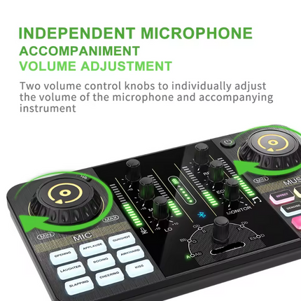 Rechargeable USB Audio Sound Card Mixer for Live Streaming, Recording & Podcasting with Bluetooth Noise Reduction