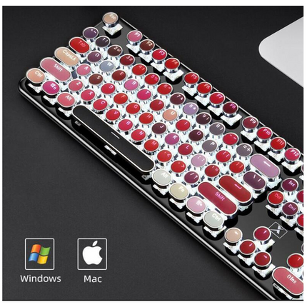 RGB Mechanical-Style Gaming Keyboard and Mouse Combo, 104 Keys, Wired USB, Pink