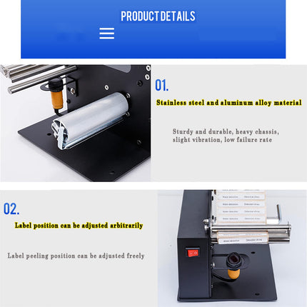Electric Auto Label Peeler Dispenser for Round Square Oval Bottles