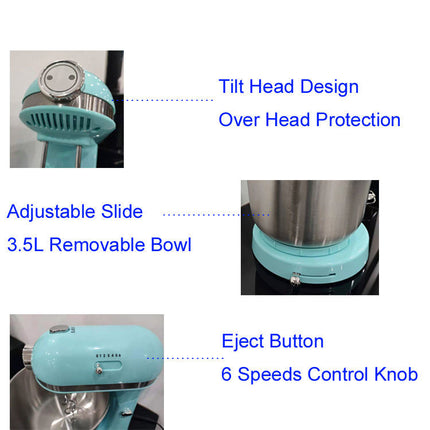 300W Electric Stand Mixer with Tilt-Head, 6 Speeds, Stainless Steel Bowl, and Suction Feet
