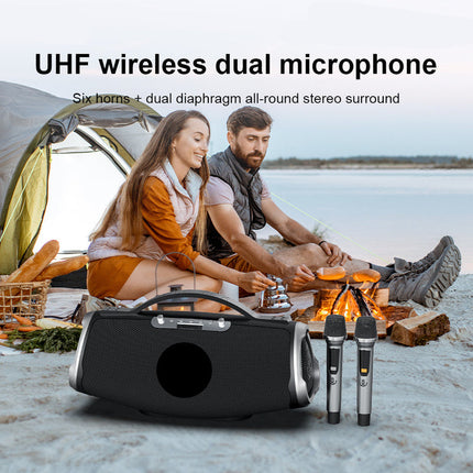 300W Wireless Karaoke Party Speaker with Dual Microphones, Bluetooth, USB & AUX Input
