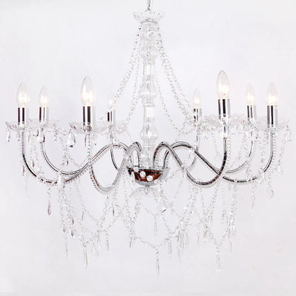 Premium 8-Arm Crystal Candle Chandelier with 12 E14 Holders for Elegant Indoor Spaces
