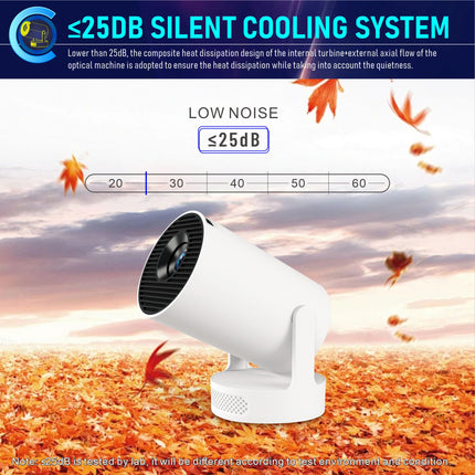 Compact Smart Android Projector WiFi 6 Bluetooth 5 HD Input 170 ANSI Lumens Portable Home Cinema