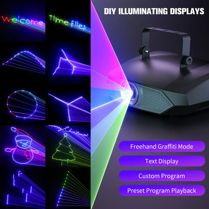 Smart 2W RGB Laser Projector with Dynamic 3D Effects & Wireless App Control