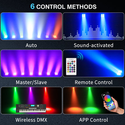 Portable Battery Powered Wireless RGBWA UV LED Event Uplight with App Remote Control Lighting System