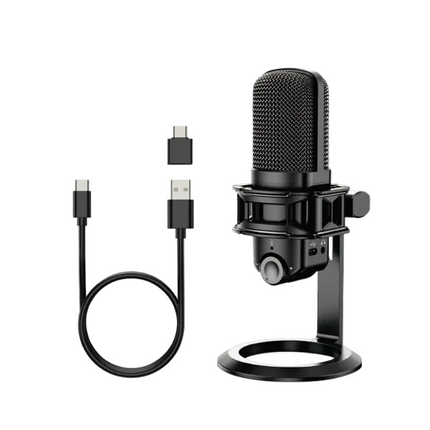 USB Streaming & Recording Microphone Set with Cardioid Condenser, Boom Arm, and Shock Mount