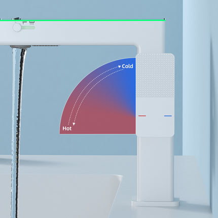 LED Temperature Display Basin Faucet with 180 Degree Swivel 3 Water Modes Hot and Cold Mixer