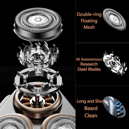 2 in 1 Rechargeable Electric Shaver with Nose Hair Trimmer IPX7 Waterproof 700mAh Battery