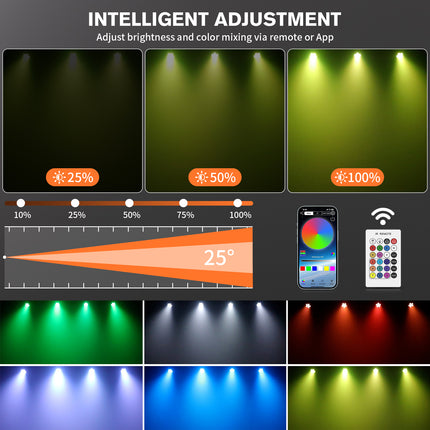 Portable Rechargeable 50W RGBWA UV Wireless DMX LED Par Stage Light Remote Sound App Control