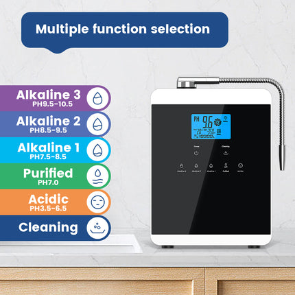 Electric Water Ionizer Machine with 5–11 Plates pH 4.5–10.5 Countertop Filtration System