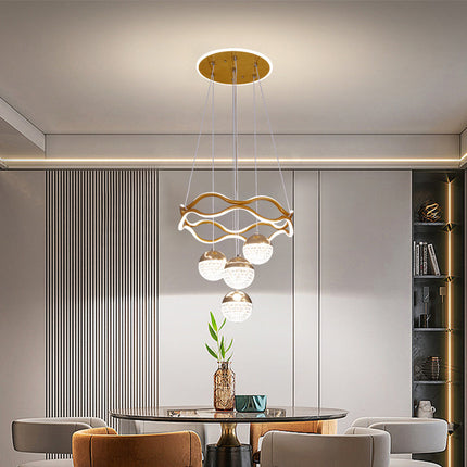 Modern Circular LED Pendant Ceiling Light Warm White Acrylic Ring Design Contemporary Indoor Lighting