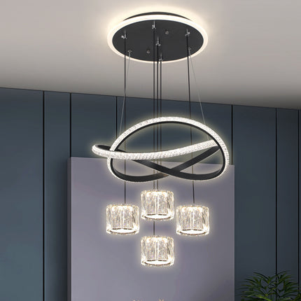 Modern LED Crystal Glass Pendant Light for Living Dining Room Interiors