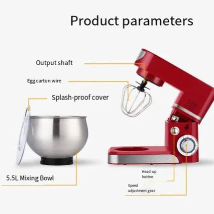 High-Power 1000 Watt Stand Mixer with 5L Mixing Bowl, Lift Head Design & Stable Grip Base