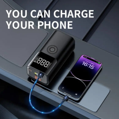 Rechargeable Compact Car & Bike Battery Booster with Built-in Tire Inflator