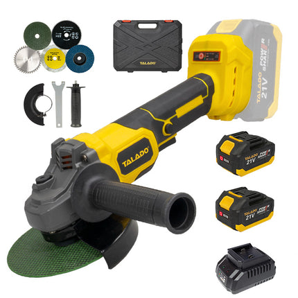 Heavy Duty Cordless Brushless Angle Grinder 21V 3Ah 100-125mm Disc Multi Speed for Cutting Demolition