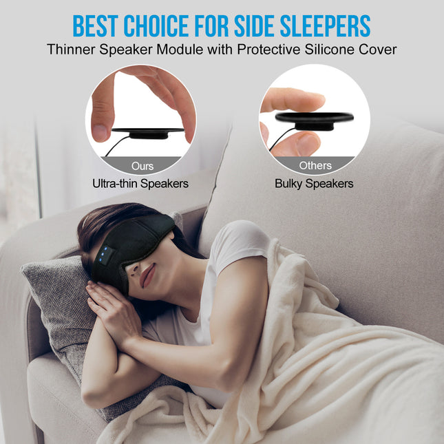 Bluetooth Wireless Music Eye Mask with HD Speakers Rechargeable Travel Relaxation Headband