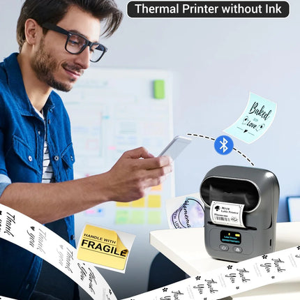 Wireless Rechargeable Label Printing Machine for Office & Home (20–50mm Tape, Multi-Language)