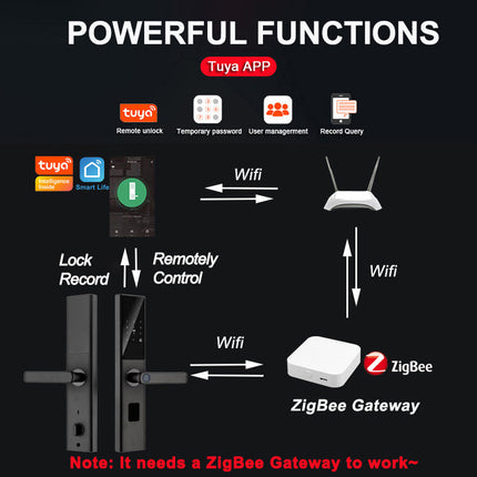 Fingerprint Smart Door Lock with App, Key, Card Access, Doorbell & Anti-Pry Alarm