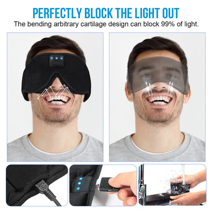 Bluetooth Wireless Music Eye Mask with HD Speakers Rechargeable Travel Relaxation Headband
