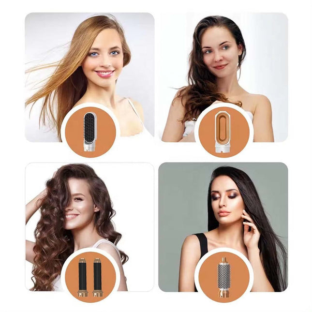 5 in 1 Portable Hot Air Hair Styling Brush with Travel Pouch White