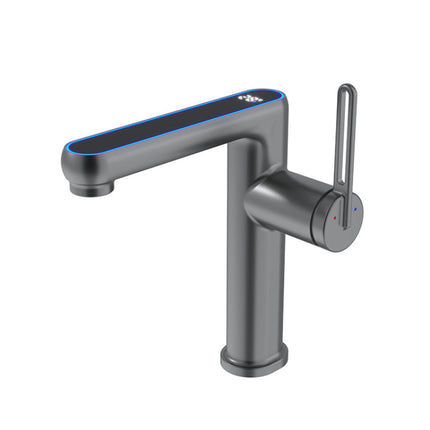 Modern Basin Faucet with LED Temperature Display Dual Mode Water Flow Zinc Alloy Body