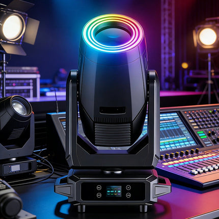 420W DMX512 Moving Head Beam Stage Light with Prism, Gobo, Atomization and Strobe Effects