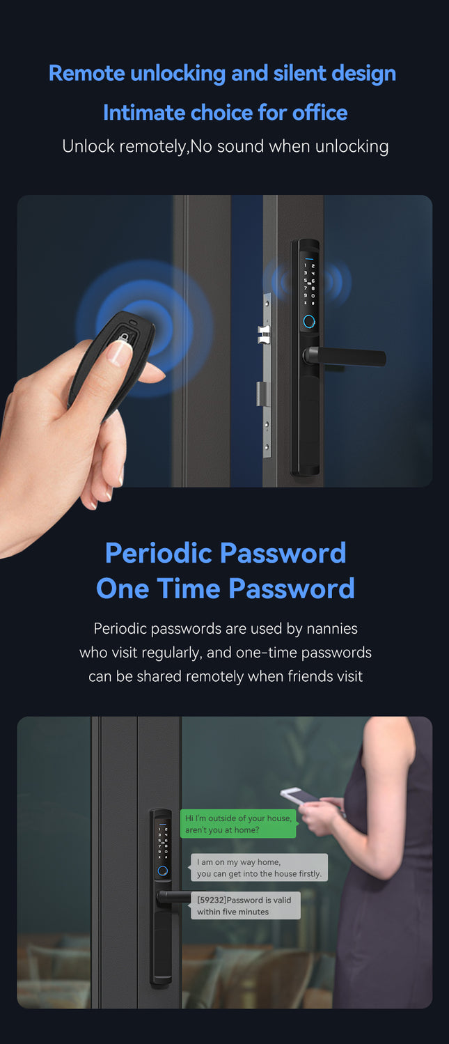Smart WiFi Door Lock with Fingerprint, Password, Card and Key Access