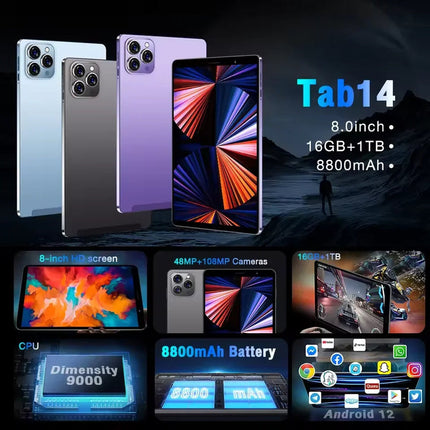 Portable 8-Inch Android Tablet with HD Display, 8-Core Processor, 32GB Storage & 3000mAh Battery