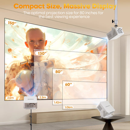 Portable Android 14 Projector with Screen Mirroring & 3W Speaker