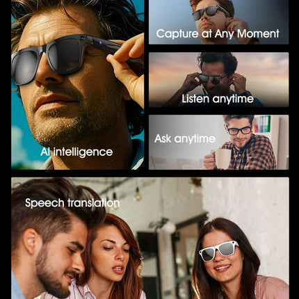 Wireless Smart Audio Glasses with Bluetooth 5.4 – Hands-Free Music & Calls, Up to 6–7 Hours Playback