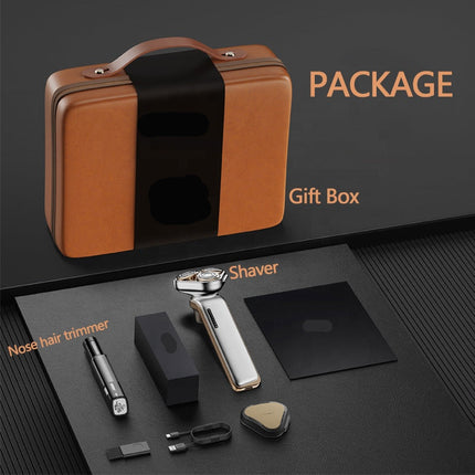 2 in 1 Rechargeable Electric Shaver with Nose Hair Trimmer IPX7 Waterproof 700mAh Battery