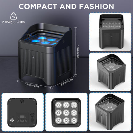 Portable 9x18W 6-in-1 RGBWA UV LED Par Lights Ideal for Weddings Parties Banquet Halls