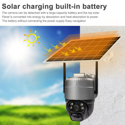 3MP Solar Powered Wireless Security Camera with Pan Tilt and Night Vision