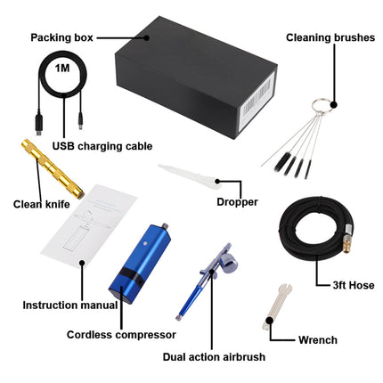 Cordless Portable 32 PSI Airbrush Kit for Makeup Nail Art Tattoo and Cake Decorating
