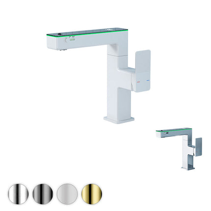 LED Temperature Display Basin Faucet with 180 Degree Swivel 3 Water Modes Hot and Cold Mixer
