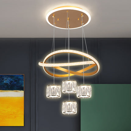 Modern LED Crystal Glass Pendant Light for Living Dining Room Interiors