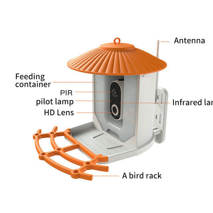 Outdoor Solar Bird Feeder with AI Camera, Two-Way Audio & Motion Sensor