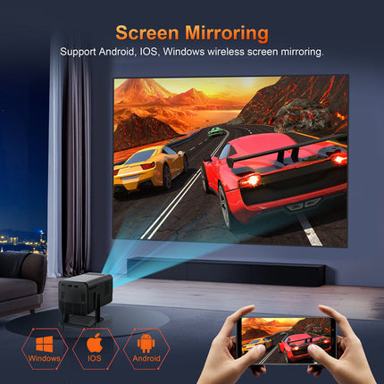 Portable 1080P Full HD Smart Projector with Android 13, WiFi, Bluetooth, 4K Support, Mini Home & Travel Projector