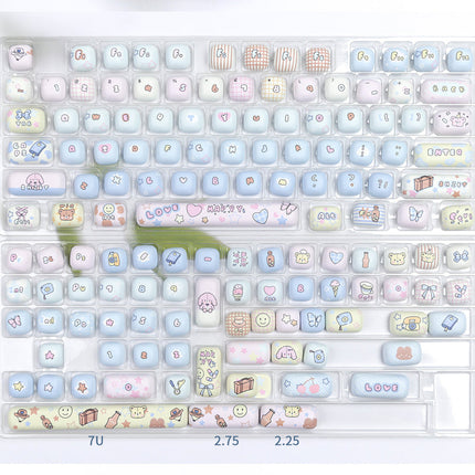 High-Quality 128-Key PBT Mechanical Keyboard Keycap Set – Dye-Sublimated, Durable & Comfortable