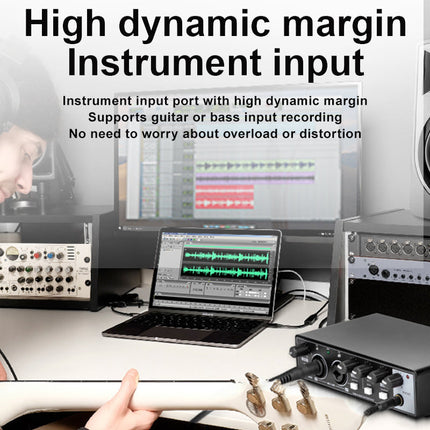 Professional USB Audio Interface Sound Card with Dual Mic Inputs, 48V Phantom Power, 192kHz/24-Bit