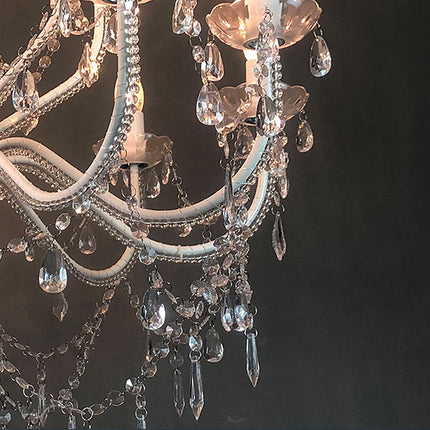 Modern White Crystal Pendant Chandelier 80cm Acrylic Beads 8 Arm Dining Living Room Light