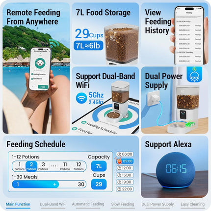 Smart Pet Feeder with Dual-Lens Camera App Connectivity Remote Feeding & Interactive Laser