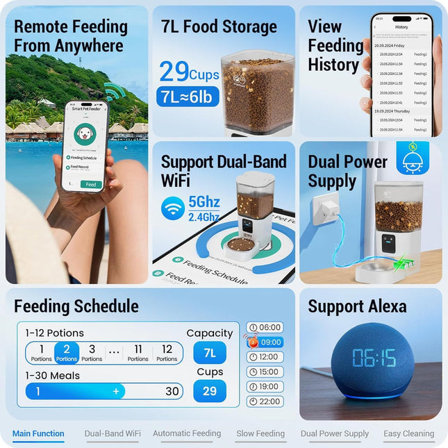 Smart Pet Feeder with Dual-Lens Camera App Connectivity Remote Feeding & Interactive Laser
