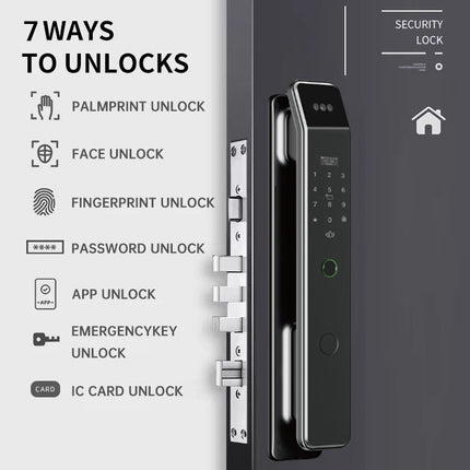 3D Face Recognition Smart Door Lock with HD Camera, Fingerprint, WiFi App Control and 4.5-Inch Display