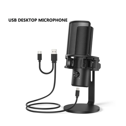 USB Desktop Condenser Microphone with LED Glow, Metal Build for Streaming, Voice Chat & Studio Recording