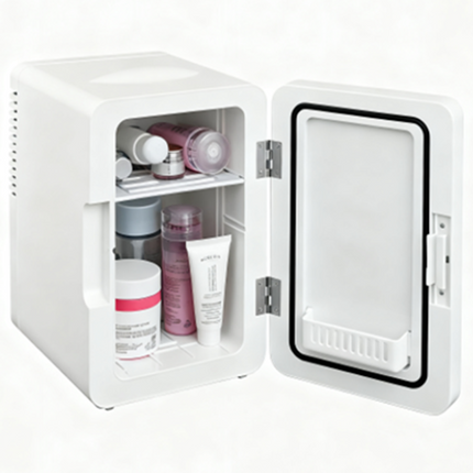 Portable 6L Cosmetic Cooler with Mirror and Adjustable Shelves