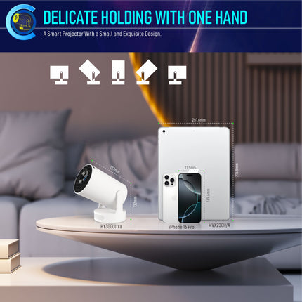Compact Smart Android Projector WiFi 6 Bluetooth 5 HD Input 170 ANSI Lumens Portable Home Cinema